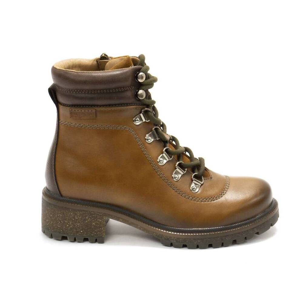 NEW PATRIZIA women's expedition lace up ankle boot in camel multi
